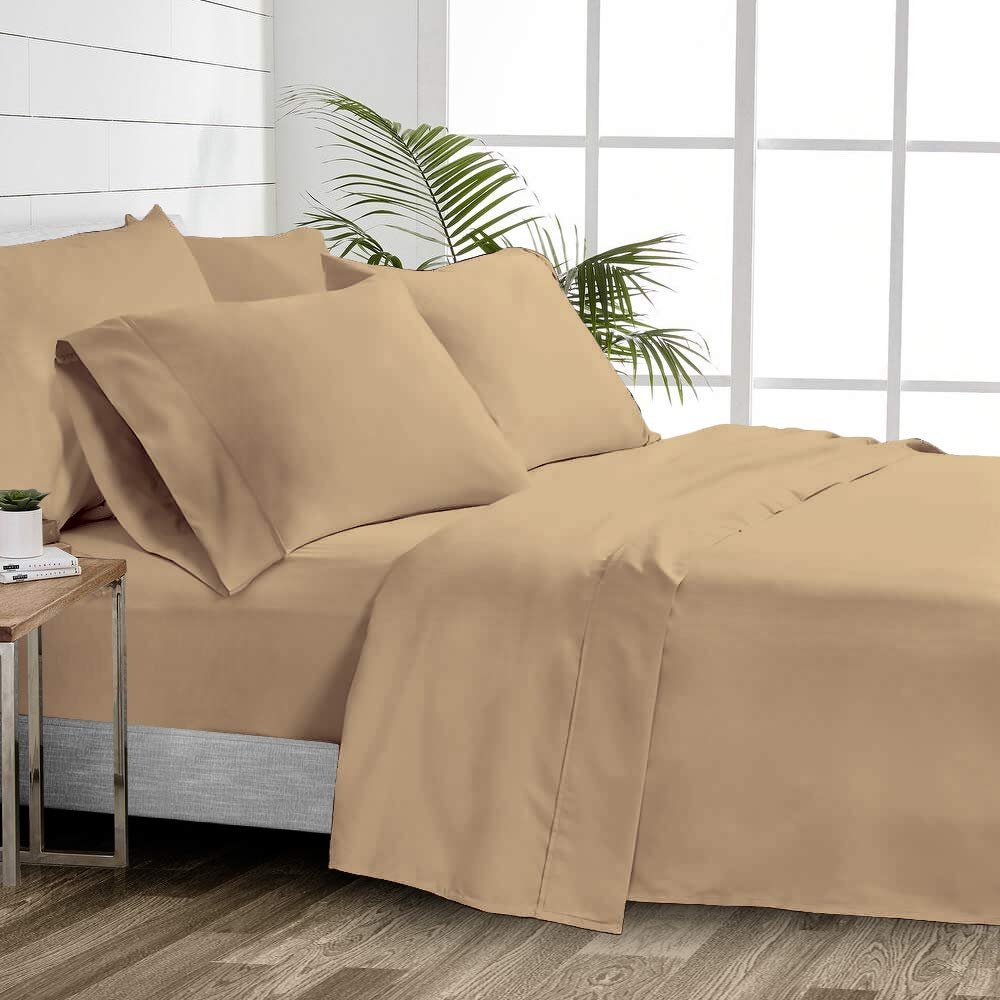 1000 Thread Count 100% Cotton Sheets  Taupe Extra Long-Staple Cotton Twin XL Sheets, Fits Mattress 16'' Deep Pocket, Sateen Weave, Soft Cotton 4 Piece Bed Sheets Set