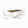East West Furniture V076AB264-5 5 Piece Kitchen Table & Chairs Set Includes a Rectangle Dining Table with V-Legs and 4 White Faux Leather Parson Dining Chairs, 36x60 Inch, Multi-Color view 1
