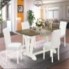 East West Furniture V076AB264-5 5 Piece Kitchen Table & Chairs Set Includes a Rectangle Dining Table with V-Legs and 4 White Faux Leather Parson Dining Chairs, 36x60 Inch, Multi-Color view 2
