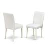 East West Furniture V076AB264-5 5 Piece Kitchen Table & Chairs Set Includes a Rectangle Dining Table with V-Legs and 4 White Faux Leather Parson Dining Chairs, 36x60 Inch, Multi-Color view 4