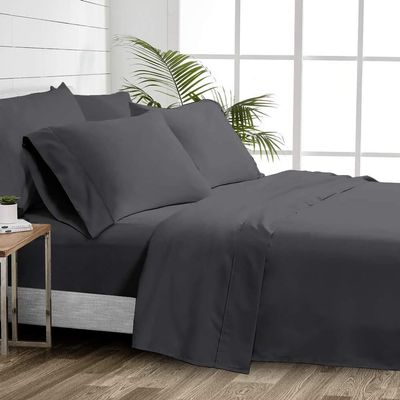 1000 Thread Count 100% Cotton Sheets  Dark Grey Extra Long-Staple Cotton King Sheets, Fits Mattress 16'' Deep Pocket, Sateen Weave, Soft Cotton 4 Piece Bed Sheets Set