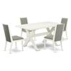 East West Furniture X026LA206-5 5 Piece Dining Room Table Set Includes a Rectangle Kitchen Table with X-Legs and 4 Shitake Linen Fabric Parson Dining Chairs, 36x60 Inch, Multi-Color view 1