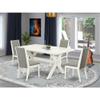 East West Furniture X026LA206-5 5 Piece Dining Room Table Set Includes a Rectangle Kitchen Table with X-Legs and 4 Shitake Linen Fabric Parson Dining Chairs, 36x60 Inch, Multi-Color view 2