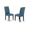 East West Furniture V626EL121-7 7 Piece Dining Set Consist of a Rectangle Dining Room Table with V-Legs and 6 Blue Linen Fabric Upholstered Parson Chairs, 36x60 Inch, Multi-Color view 4