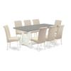 East West Furniture V097BA201-9 9 Piece Modern Dining Table Set Includes a Rectangle Wooden Table with V-Legs and 8 Cream Linen Fabric Parson Dining Room Chairs, 40x72 Inch, Multi-Color view 1
