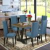 East West Furniture V677FL121-7 7 Piece Kitchen Table & Chairs Set Consist of a Rectangle Dining Room Table with V-Legs and 6 Blue Linen Fabric Parson Dining Chairs, 40x72 Inch, Multi-Color view 2