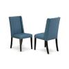 East West Furniture V677FL121-7 7 Piece Kitchen Table & Chairs Set Consist of a Rectangle Dining Room Table with V-Legs and 6 Blue Linen Fabric Parson Dining Chairs, 40x72 Inch, Multi-Color view 4