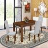 East West Furniture CNEL5-N8-05 5 Piece Dining Room Furniture Set Includes a Rectangle Rustic Wood Dining Table and 4 Grey Linen Fabric Parsons Chairs, 36x60 Inch, Natural view 2