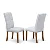 East West Furniture CNEL5-N8-05 5 Piece Dining Room Furniture Set Includes a Rectangle Rustic Wood Dining Table and 4 Grey Linen Fabric Parsons Chairs, 36x60 Inch, Natural view 4