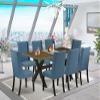 East West Furniture X677FL121-9 9 Piece Dining Room Furniture Set Includes a Rectangle Dining Table with X-Legs and 8 Blue Linen Fabric Upholstered Chairs, 40x72 Inch, Multi-Color view 2