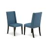 East West Furniture X677FL121-9 9 Piece Dining Room Furniture Set Includes a Rectangle Dining Table with X-Legs and 8 Blue Linen Fabric Upholstered Chairs, 40x72 Inch, Multi-Color view 4