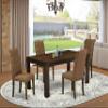 East West Furniture LMEL5-77-18 5 Piece Dining Table Set for 4 Includes a Rectangle Rustic Wood Dinner Table and 4 Brown Linen Linen Fabric Upholstered Chairs, 40x72 Inch, Jacobean view 2