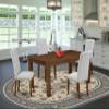 East West Furniture LMEL5-N8-05 5 Piece Kitchen Table Set for 4 Includes a Rectangle Rustic Wood Dining Room Table and 4 Grey Linen Fabric Upholstered Chairs, 40x72 Inch, Walnut view 2