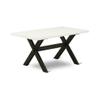 East West Furniture X626LA147-5 5 Piece Dining Room Table Set Includes a Rectangle Kitchen Table with X-Legs and 4 Light Sable Linen Fabric Parsons Dining Chairs, 36x60 Inch, Multi-Color view 3