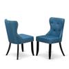 East West Furniture X697SI121-7 7 Piece Dining Room Table Set Consist of a Rectangle Dining Table with X-Legs and 6 Blue Linen Fabric Upholstered Parson Chairs, 40x72 Inch, Multi-Color view 4