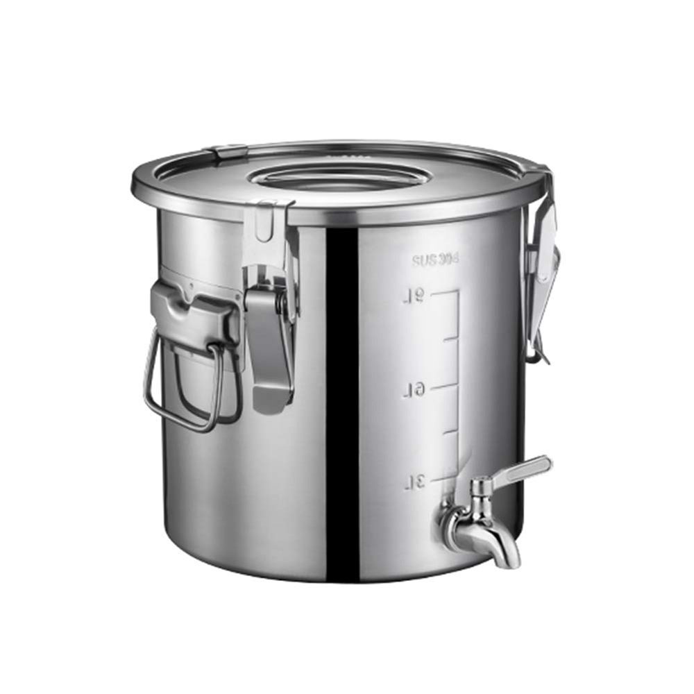MNSSRN Stainless Steel Sealed Storage Barrel, Thickened Moisture-Proof and Insect-Proof Oil Barrel, Wine Barrel, Milk Barrel, Multi-Function Storage Barrel,with Faucet,10L