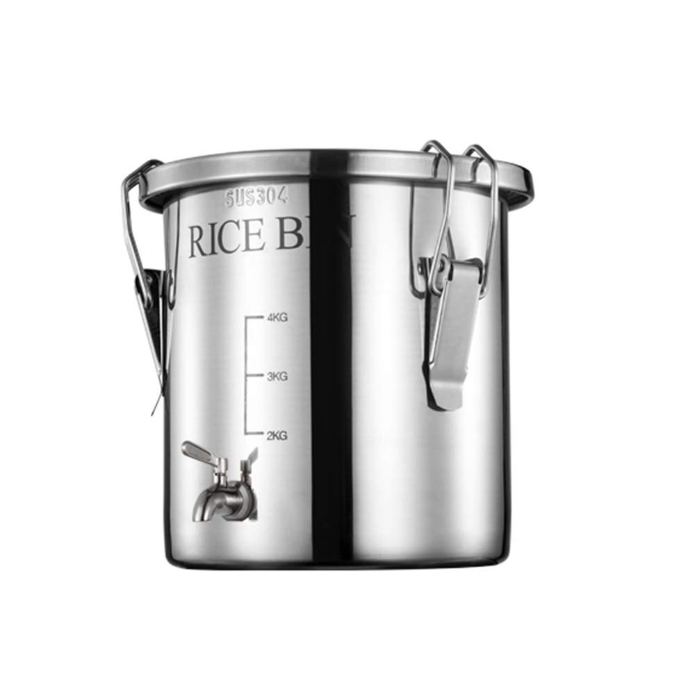 MNSSRN Stainless Steel Sealed Storage Barrel, Thickened Moisture-Proof and Insect-Proof Oil Barrel, Wine Barrel, Milk Barrel, Multi-Function Storage Barrel,with Faucet,8L