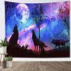 HVEST Wolf Tapestry Purple Blue Psychedelic Starry Sky Tapestries Moon and Mountains Natural Landscape Wall Hanging Blanket for Bedroom Living Room Teen Dorm Indie Decor Poster,60x40 Inches view 1