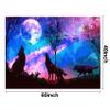 HVEST Wolf Tapestry Purple Blue Psychedelic Starry Sky Tapestries Moon and Mountains Natural Landscape Wall Hanging Blanket for Bedroom Living Room Teen Dorm Indie Decor Poster,60x40 Inches view 2