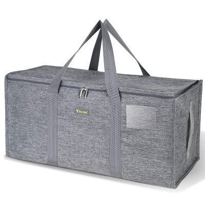 BALEINE Extra Large Storage Tote with Zippers & Carrying Handles, Heavy-Duty Oxford Fabric Moving Bags for Laundry, Space Saving, Storage, Winter Gray