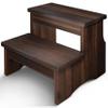 FANATU Wooden Two Step Stool, Heavy Duty 2-Step Ladder for Adults & Kids, Supports up to 450lbs for Kitchen, Bathroom or Bedside Use (Walnut Finish) view 1