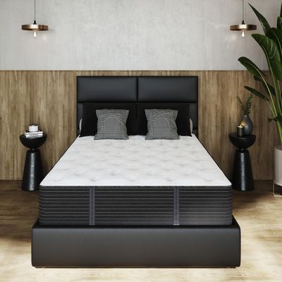 Mielmoon & Elegance Hybrid Mattress Heavy Duty Support-Firm Premium Luxury Motion Isolation/White-Black Natural Latex/Back Pain Relief, Made in USA (Extra Firm,Queen)
