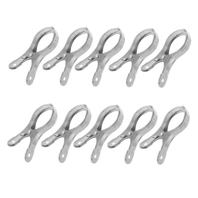 10pcs Stainless Steel Clothes Clips Heavy-Duty Quilt Clips with for Laundry Wet Swimsuits and Blankets Non-Skid for Outdoor Use