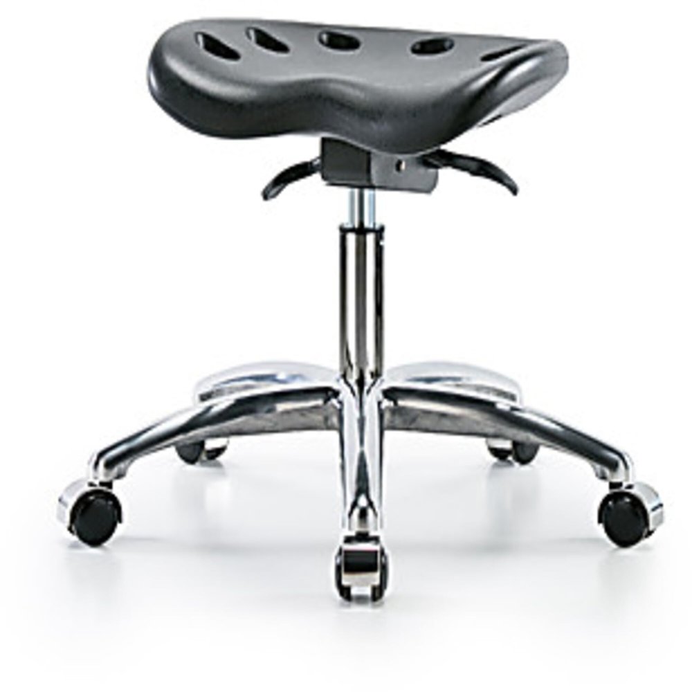 Thomas Scientific PTDHSO-CR-CC-BLU, Polyurethane Tractor Sit-Stand Desk Height Stool, Chrome Base, Chrome Casters, Blue