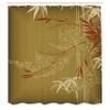 Ambesonne Asian Print Shower Curtain, Eastern Nature Theme Outline Look Blooming Branches and Flowers Illustration, Cloth Fabric Bathroom Decor Set with Hooks, 69" W x 75" L, Pale Coffee view 2