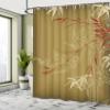 Ambesonne Asian Print Shower Curtain, Eastern Nature Theme Outline Look Blooming Branches and Flowers Illustration, Cloth Fabric Bathroom Decor Set with Hooks, 69" W x 75" L, Pale Coffee view 4