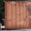 Ambesonne Asian Print Shower Curtain, Eastern Nature Theme Outline Look Blooming Branches and Flower Illustration, Cloth Fabric Bathroom Decor Set with Hooks, 69" W x 75" L, Cinnamon Black view 3