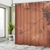 Ambesonne Asian Print Shower Curtain, Eastern Nature Theme Outline Look Blooming Branches and Flower Illustration, Cloth Fabric Bathroom Decor Set with Hooks, 69" W x 75" L, Cinnamon Black view 4