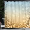 Ambesonne Flower Shower Curtain, Blossom Field with Fresh Grass Soft Springtime Blurred Illustration, Cloth Fabric Bathroom Decor Set with Hooks, 69" W x 75" L, Cadet Blue view 3