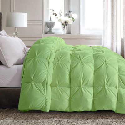 All-Season 1 Piece Pinch Pleated Comforter 100% Natural Cotton-500 GSM Corner Tabs Down Alternative Quilted Comforter Set Easy Washable Pin Tuck Comforter (King/Cal King-Sage)