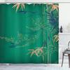 Ambesonne Asian Print Shower Curtain, Eastern Nature Theme Outline Look Blooming Branch and Flowers Illustration, Cloth Fabric Bathroom Decor Set with Hooks, 69" W x 84" L, Sea Green view 1