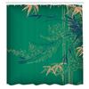 Ambesonne Asian Print Shower Curtain, Eastern Nature Theme Outline Look Blooming Branch and Flowers Illustration, Cloth Fabric Bathroom Decor Set with Hooks, 69" W x 84" L, Sea Green view 2