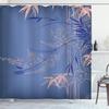 Ambesonne Asian Print Shower Curtain, Eastern Nature Theme Outline Look Blooming Branches and Flowers Illustration, Cloth Fabric Bathroom Decor Set with Hooks, 69" W x 84" L, Violet Blue view 1