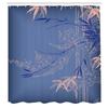 Ambesonne Asian Print Shower Curtain, Eastern Nature Theme Outline Look Blooming Branches and Flowers Illustration, Cloth Fabric Bathroom Decor Set with Hooks, 69" W x 84" L, Violet Blue view 2