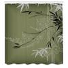 Ambesonne Asian Print Shower Curtain, Eastern Nature Theme Outline Look Blooming Branches and Flowers Illustration, Cloth Fabric Bathroom Decor Set with Hooks, 69" W x 75" L, Olive Green view 2