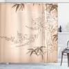 Ambesonne Asian Print Shower Curtain, Eastern Nature Theme Outline Look Blooming Branch and Flowers Illustration, Cloth Fabric Bathroom Decor Set with Hooks, 69" W x 84" L, Pale Peach view 1