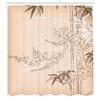 Ambesonne Asian Print Shower Curtain, Eastern Nature Theme Outline Look Blooming Branch and Flowers Illustration, Cloth Fabric Bathroom Decor Set with Hooks, 69" W x 84" L, Pale Peach view 2