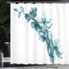 Ambesonne Flower Shower Curtain, Contemporary X-ray Illustration of Orchid Leaf Plant Twig Unseen Nature Picture, Cloth Fabric Bathroom Decor Set with Hooks, 69" W x 75" L, Dark Turquoise view 3