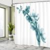 Ambesonne Flower Shower Curtain, Contemporary X-ray Illustration of Orchid Leaf Plant Twig Unseen Nature Picture, Cloth Fabric Bathroom Decor Set with Hooks, 69" W x 75" L, Dark Turquoise view 4