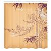 Ambesonne Asian Print Shower Curtain, Eastern Nature Theme Outline Look Blooming Branch and Flowers Illustration, Cloth Fabric Bathroom Decor Set with Hooks, 69" W x 84" L, Peach Purple view 2