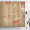 Ambesonne Asian Print Shower Curtain, Eastern Nature Theme Outline Look Blooming Branch and Flowers Illustration, Cloth Fabric Bathroom Decor Set with Hooks, 69" W x 84" L, Dark Sand view 1