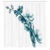 Ambesonne Flower Shower Curtain, Contemporary X-ray Illustration of Orchid Leaf Plant Twig Unseen Nature Picture, Cloth Fabric Bathroom Decor Set with Hooks, 69" W x 84" L, Dark Turquoise view 2
