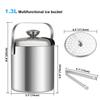 1.3 L Ice Bucket with Lid Strainer Tongs Ice Cube Container for Cocktail Bar Freezer Parties Weddings Stainless Steel Double Wall Keeps Ice Frozen Longer Fruit Holder kitchen fresh-keeping utensils view 3