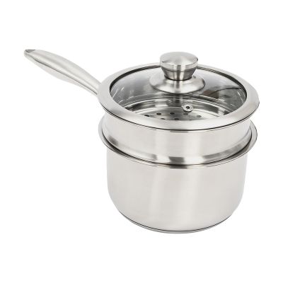 304 Stainless Steel Steamer Pot, 2 Tier Steamer Pot Stacked Stream Pot Steaming Cookware Boiler with Handle
