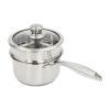 304 Stainless Steel Steamer Pot, 2 Tier Steamer Pot Stacked Stream Pot Steaming Cookware Boiler with Handle view 3