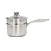 304 Stainless Steel Steamer Pot, 2 Tier Steamer Pot Stacked Stream Pot Steaming Cookware Boiler with Handle view 4
